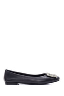 Women's Leather Stone Ballerinas | Derimod