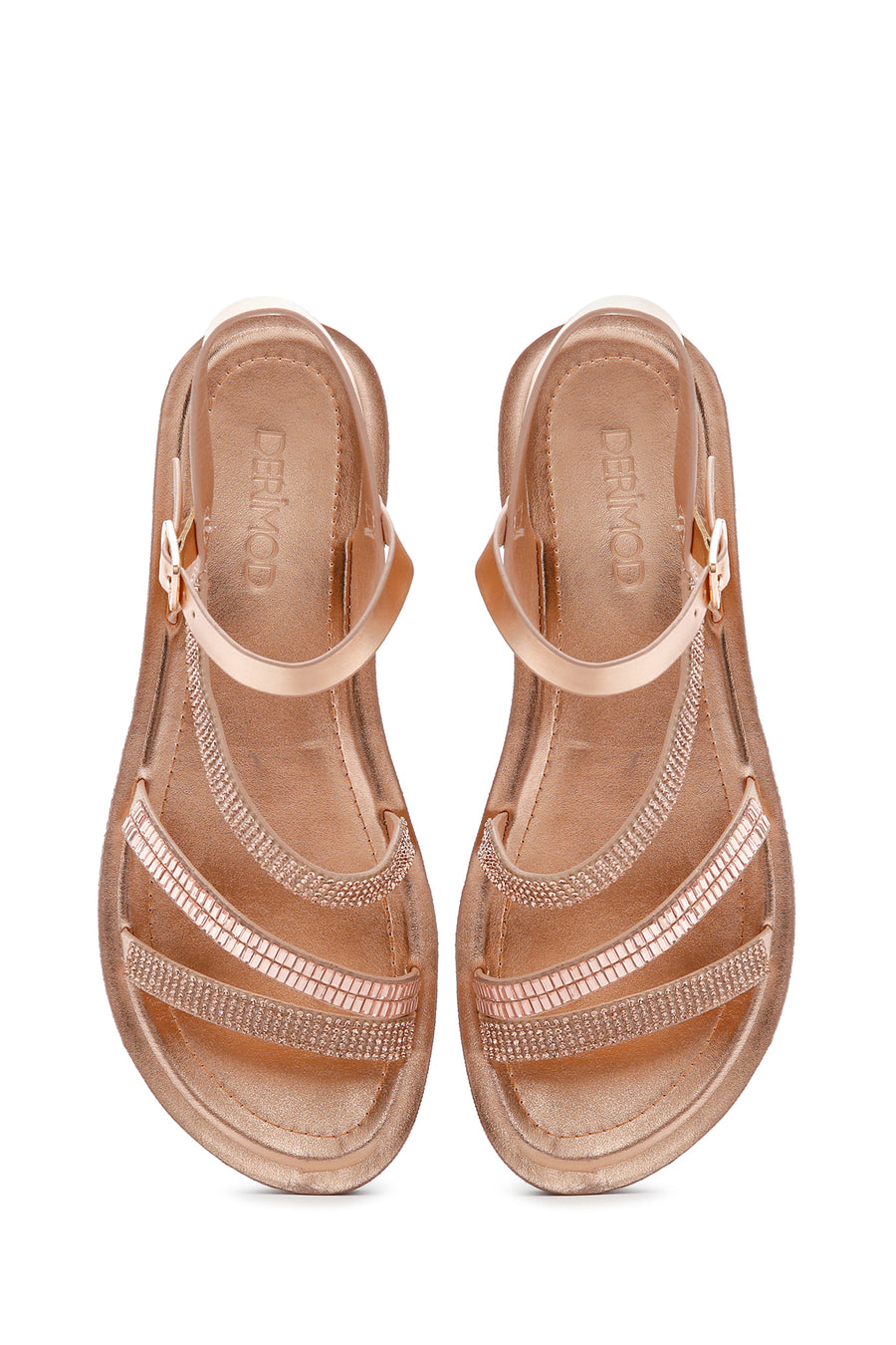 Women's Pink Back Strap Stoned Sandals