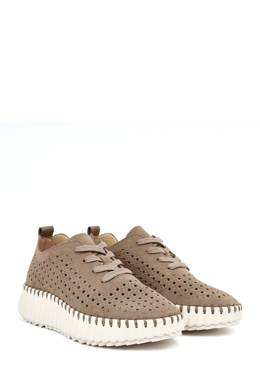 Woman Mink Lace-Up Thick-Soled Patterned Suede Comfort Shoes