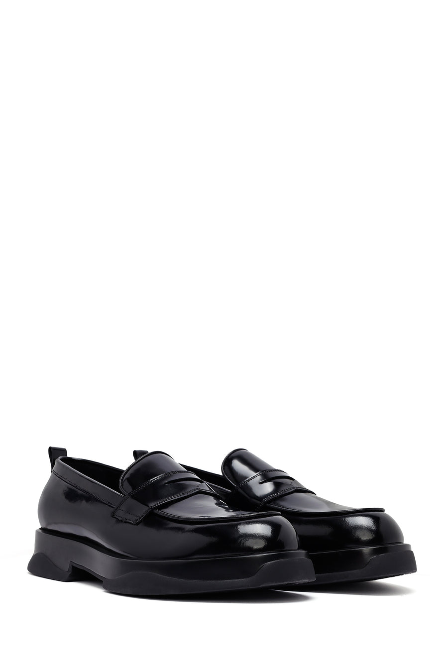Male Black Thick-Soled Leather Loafer
