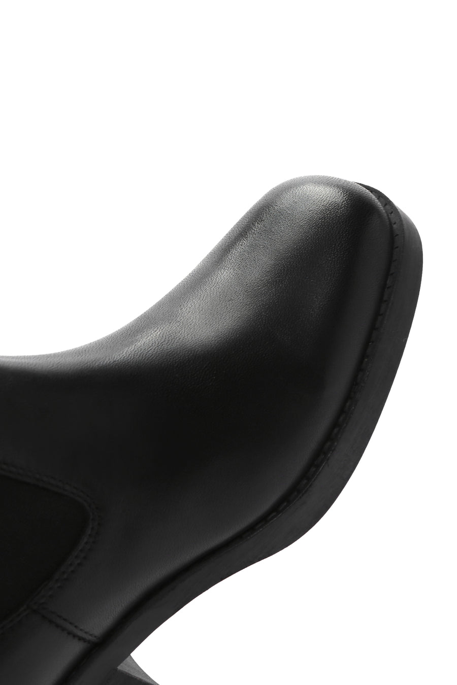 Women's Black Thick Heeled Leather Chelsea Boots