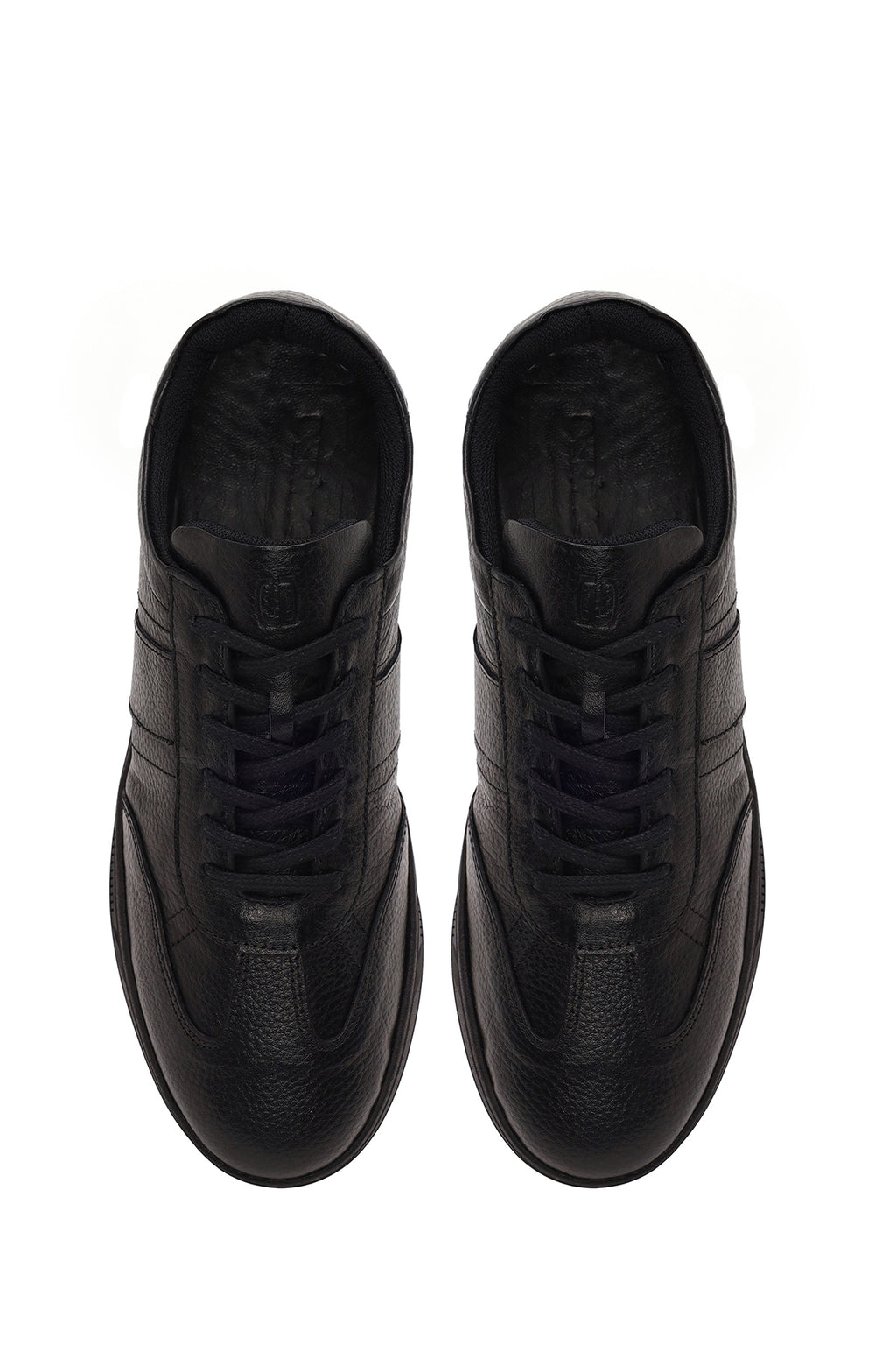 Erkek Siyah Bağcıklı Deri Sneaker