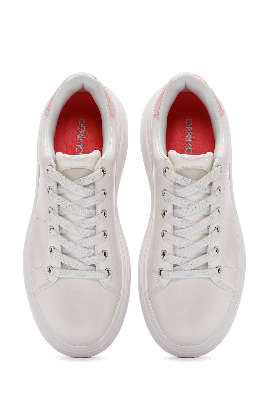 Women's White Lace-Up Thick Soled Sneaker