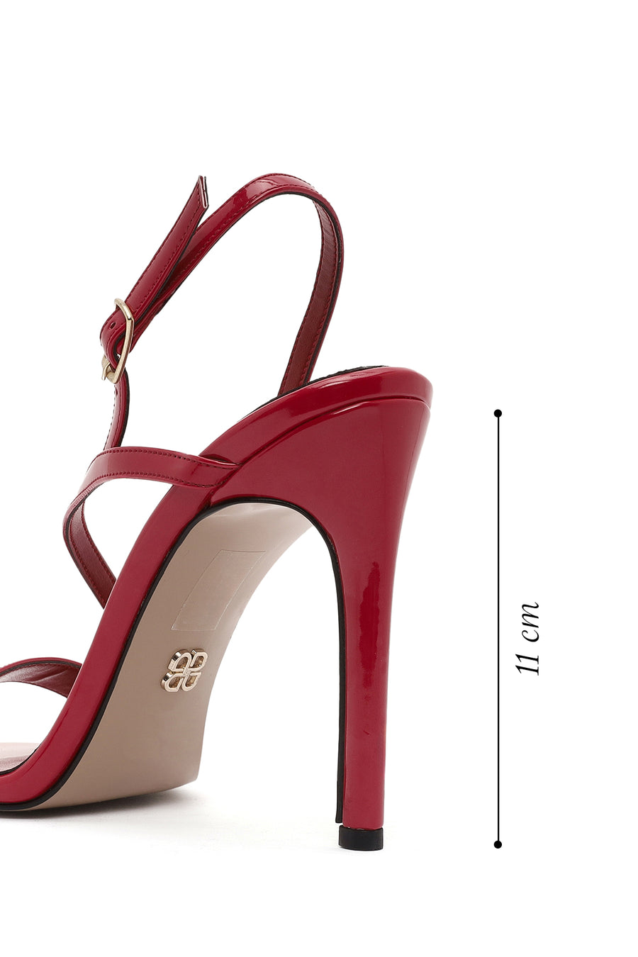 Women's Red Ankle Buckle High Thin Heel Patent Leather Sandals