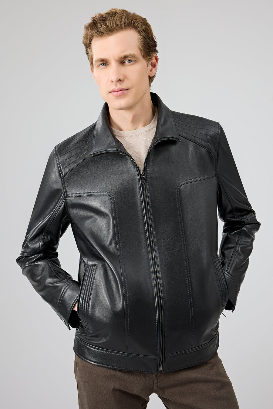Alfred Men's Black Leather Jacket