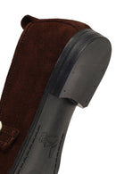 Women's Brown Buckled Suede Leather Ballet Flat | Derimod