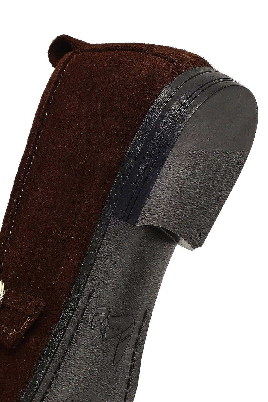 Women's Brown Buckled Suede Leather Ballet Flat