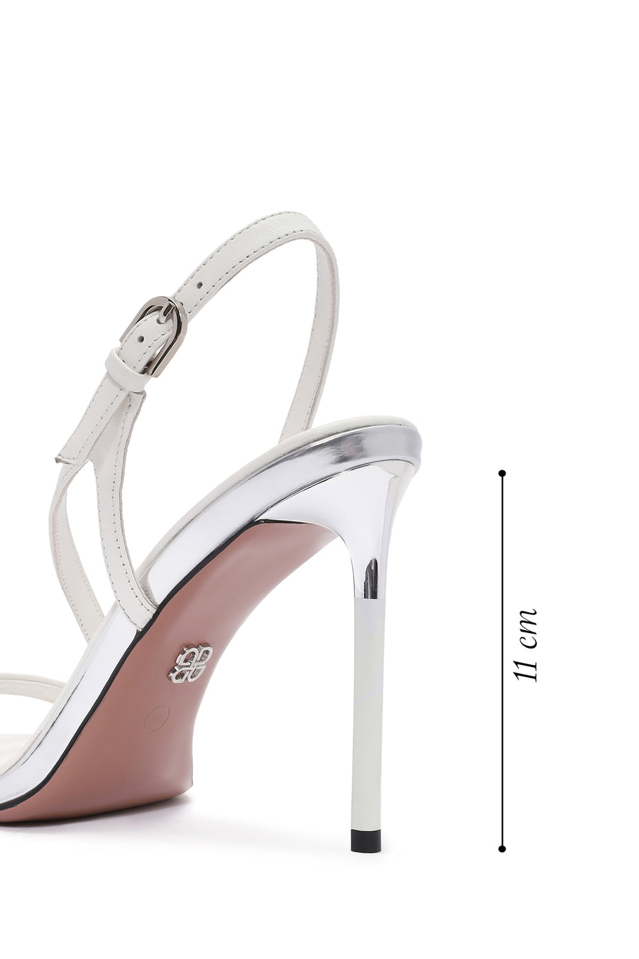 Women's White Ankle Strap Leather Thin High Heel Sandals