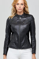 Lucky Women's Black Leather Jacket | Derimod