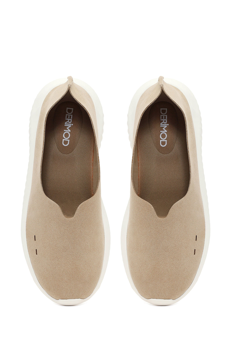 Women's Beige Chunky Suede Shoes
