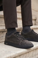 Erkek Antrasit Bağcıklı Süet Deri Sneaker | Derimod