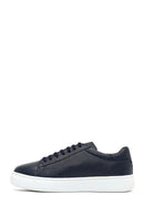 Men's Navy Blue Lace-Up Thick Sole Leather Sneaker | Derimod