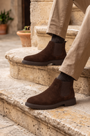 Male Brown Suede Chelsea Boots | Derimod