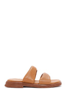 Women's Tan Leather Comfort Slippers | Derimod