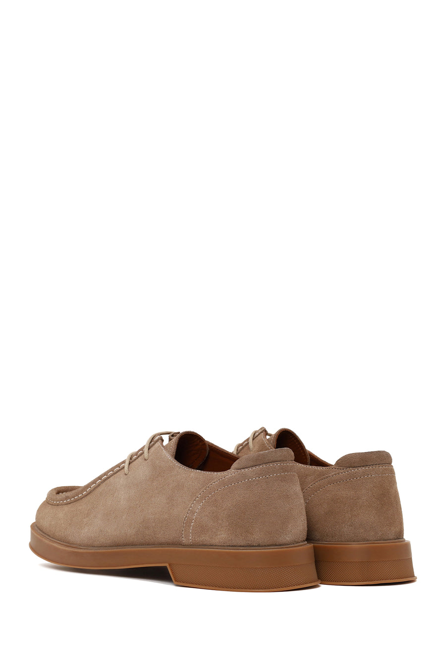 Male Beige Lace-Up Thick-Soled Suede Casual Shoes