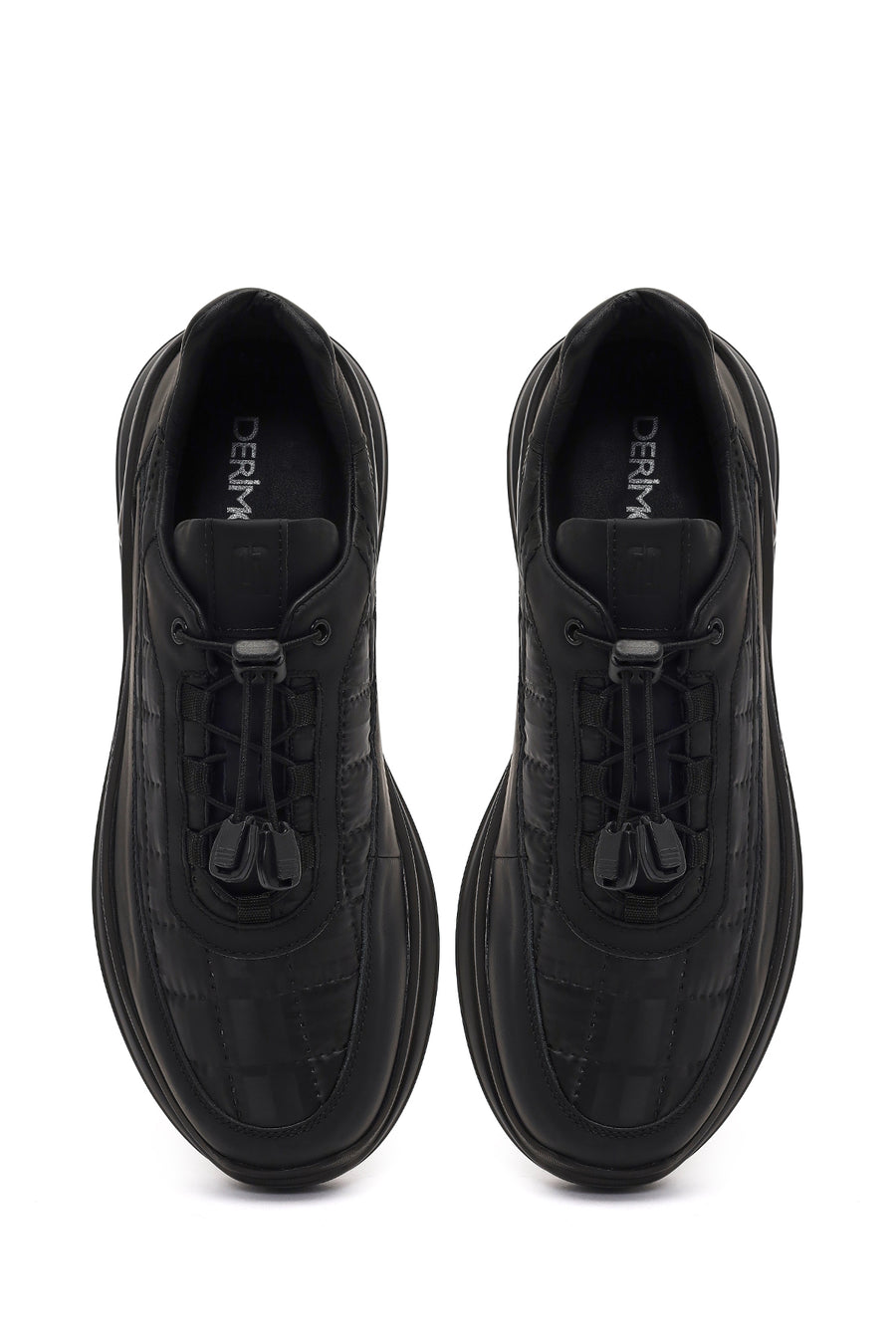 Men's Black Thick-Soled Leather Sneaker