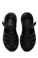 Women's Black Strappy Leather Comfort Sandals | Derimod