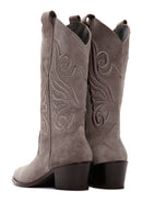 Women's Mink Suede Leather Heeled Cowboy Boots | Derimod