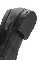 Women's Black Leather Masculine Loafer | Derimod