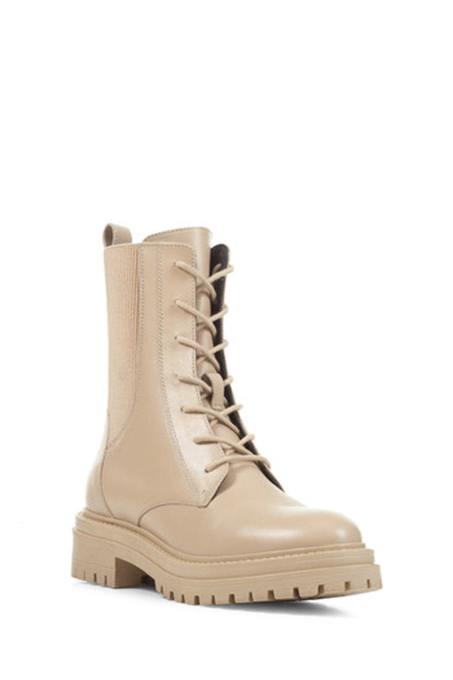 
Geox Women Beige Iridea Lace-Up Zippered Leather Combat Boot
