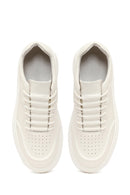 Male White Lace-Up Leather Sneaker | Derimod
