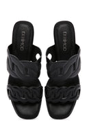 Women's Black Thick Heeled Slippers | Derimod