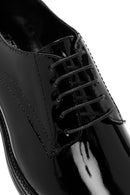 Women's Black Lace-Up Patent Leather Masculine Shoes | Derimod