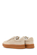 Woman Beige Lace-Up Suede Leather Sneaker | Derimod