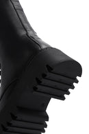 Women's Black Leather Thick Soled Boots | Derimod