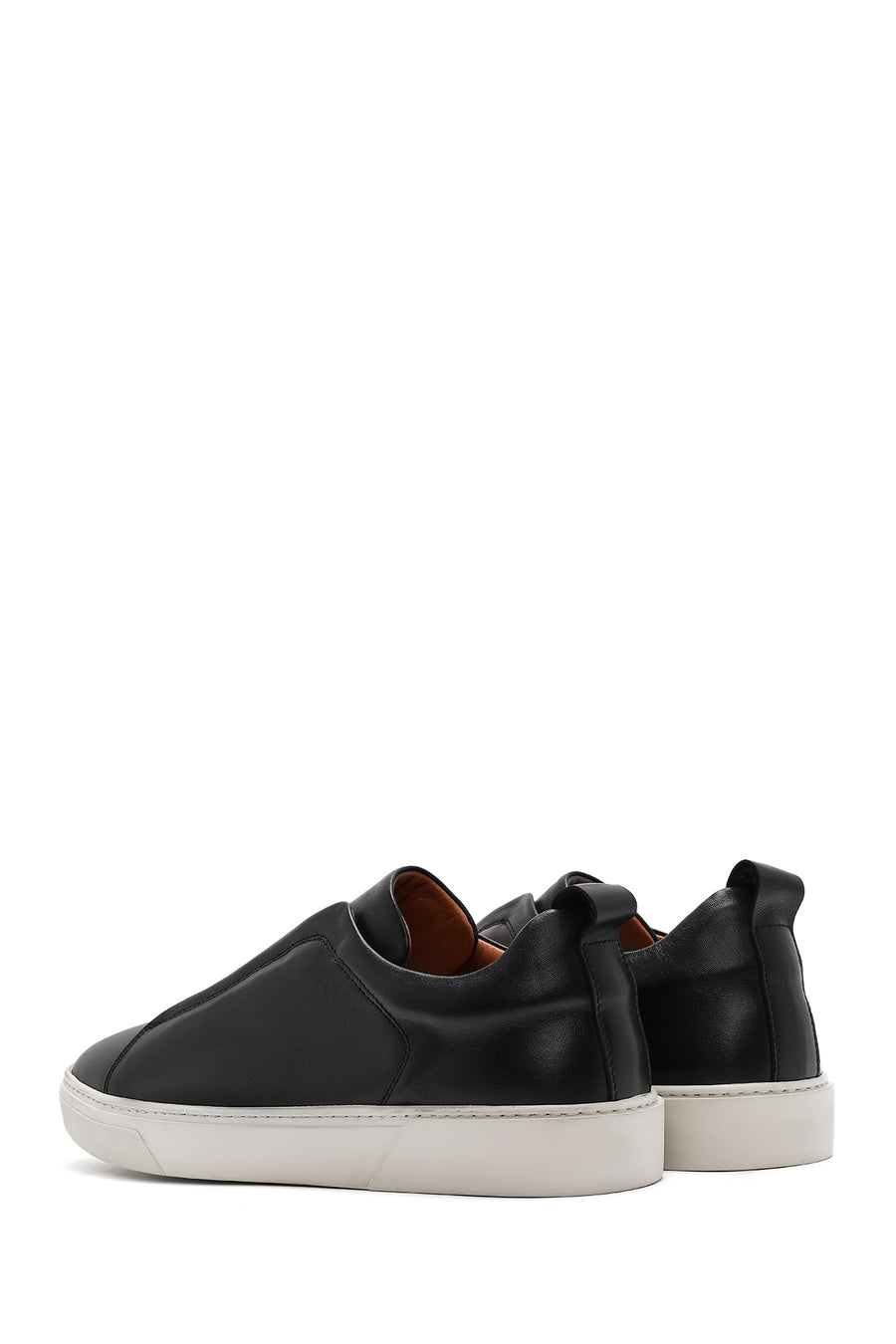 Erkek Siyah Lastikli Deri Sneaker