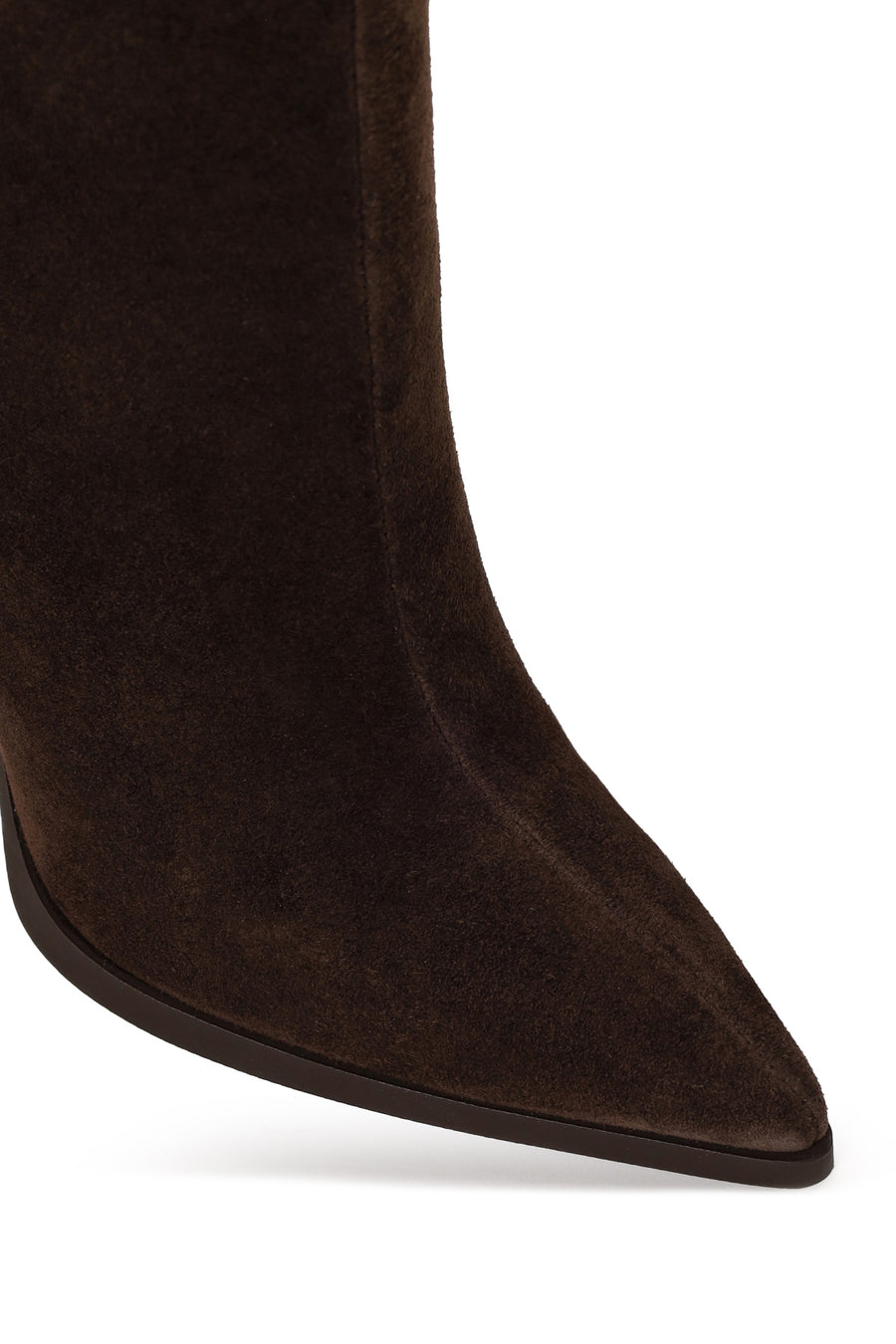 Woman Brown Zip Closure High Thin Heeled Suede Boots