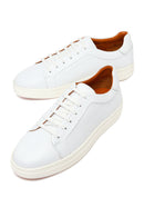 Erkek Beyaz Bağcıklı Deri Sneaker | Derimod