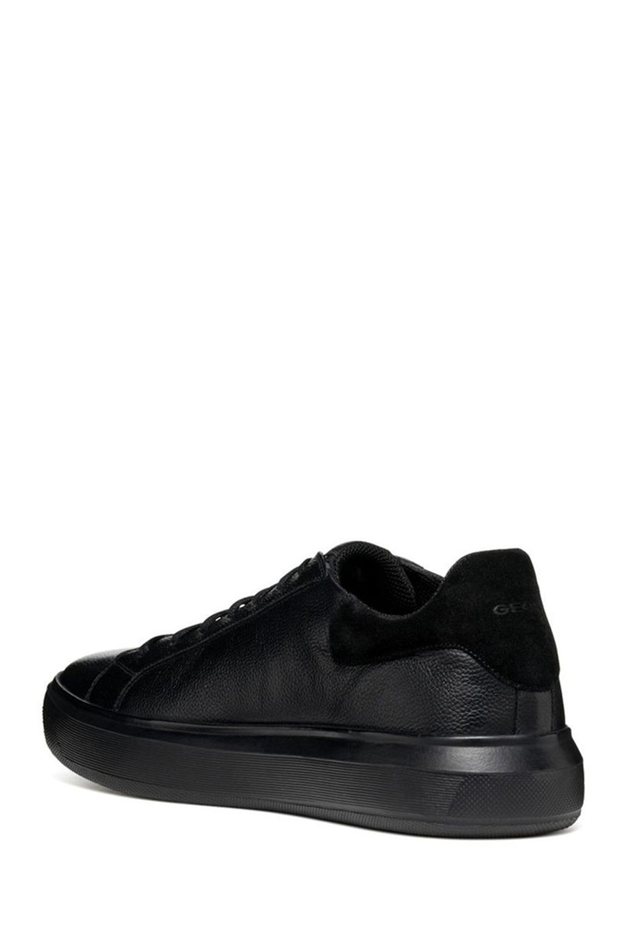 Geox Men's Black Deiven Lace-Up Leather Casual Sneaker