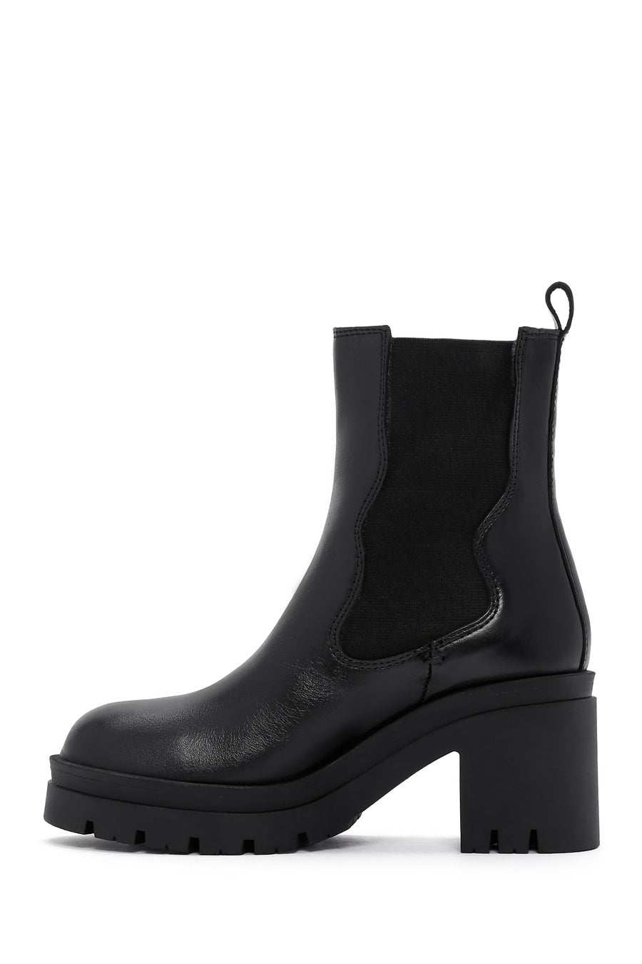 Women's Black Leather Heeled Chelsea Boots