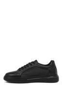 Erkek Siyah Bağcıklı Deri Sneaker | Derimod