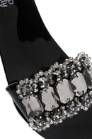 Women's Black Jelly Stone-Embellished Slippers | Derimod