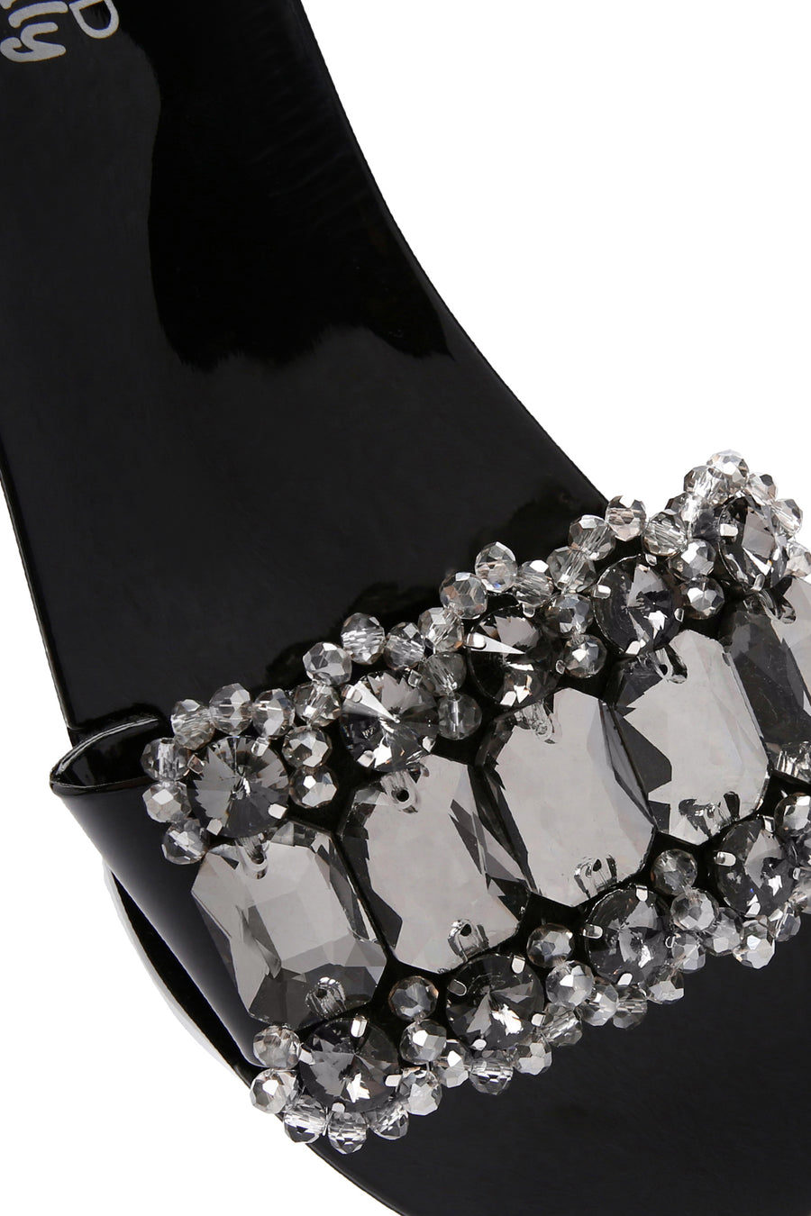 Women's Black Jelly Stone-Embellished Slippers