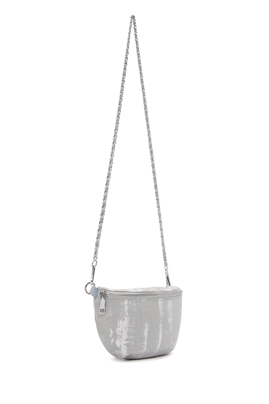 Women's Gray Long Strap Fabric Crossbody Bag