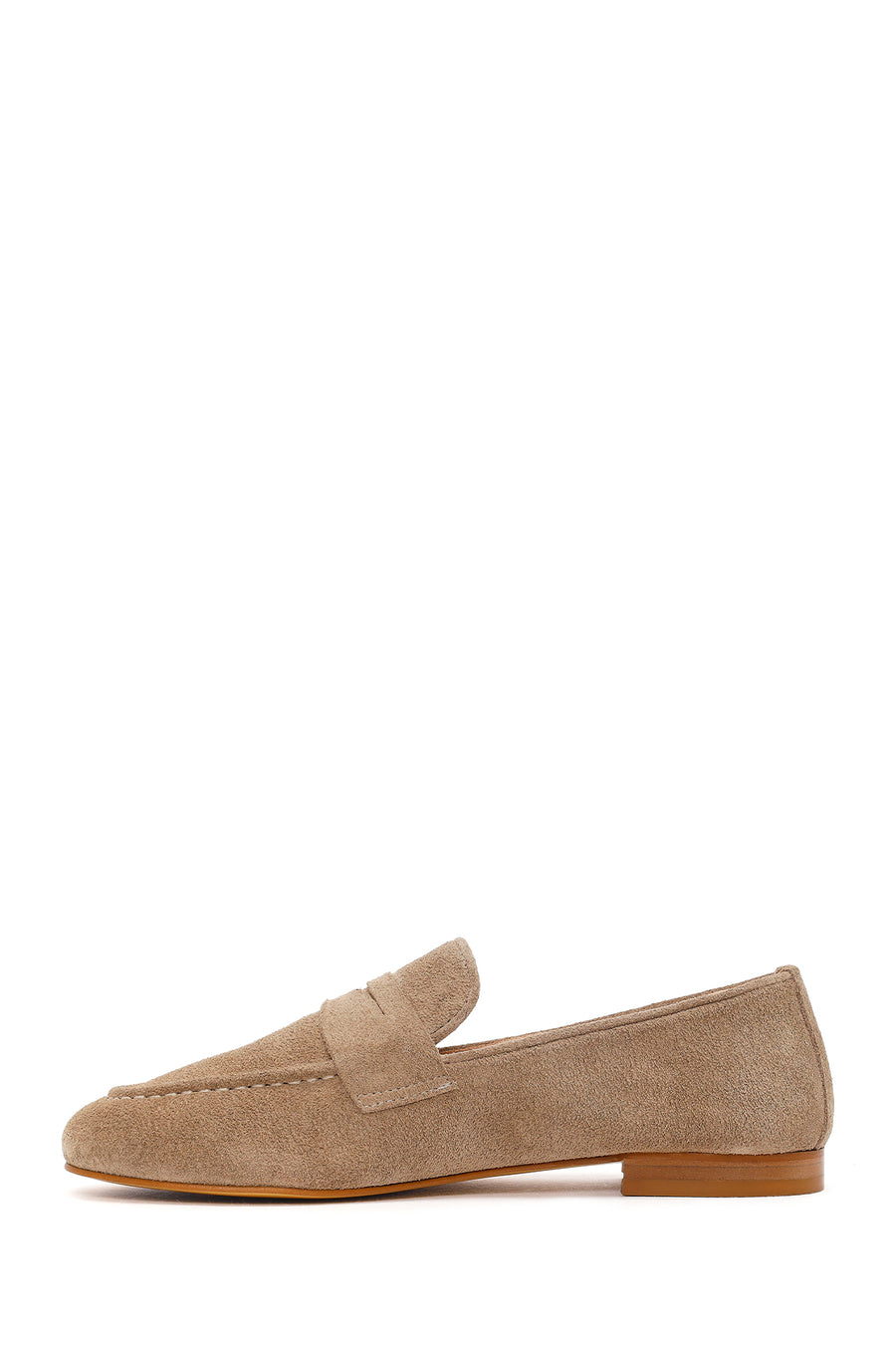 Women's Beige Suede Leather Masculine Loafer