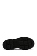 Women's Black Leather Zippered Thick Soled Boots | Derimod
