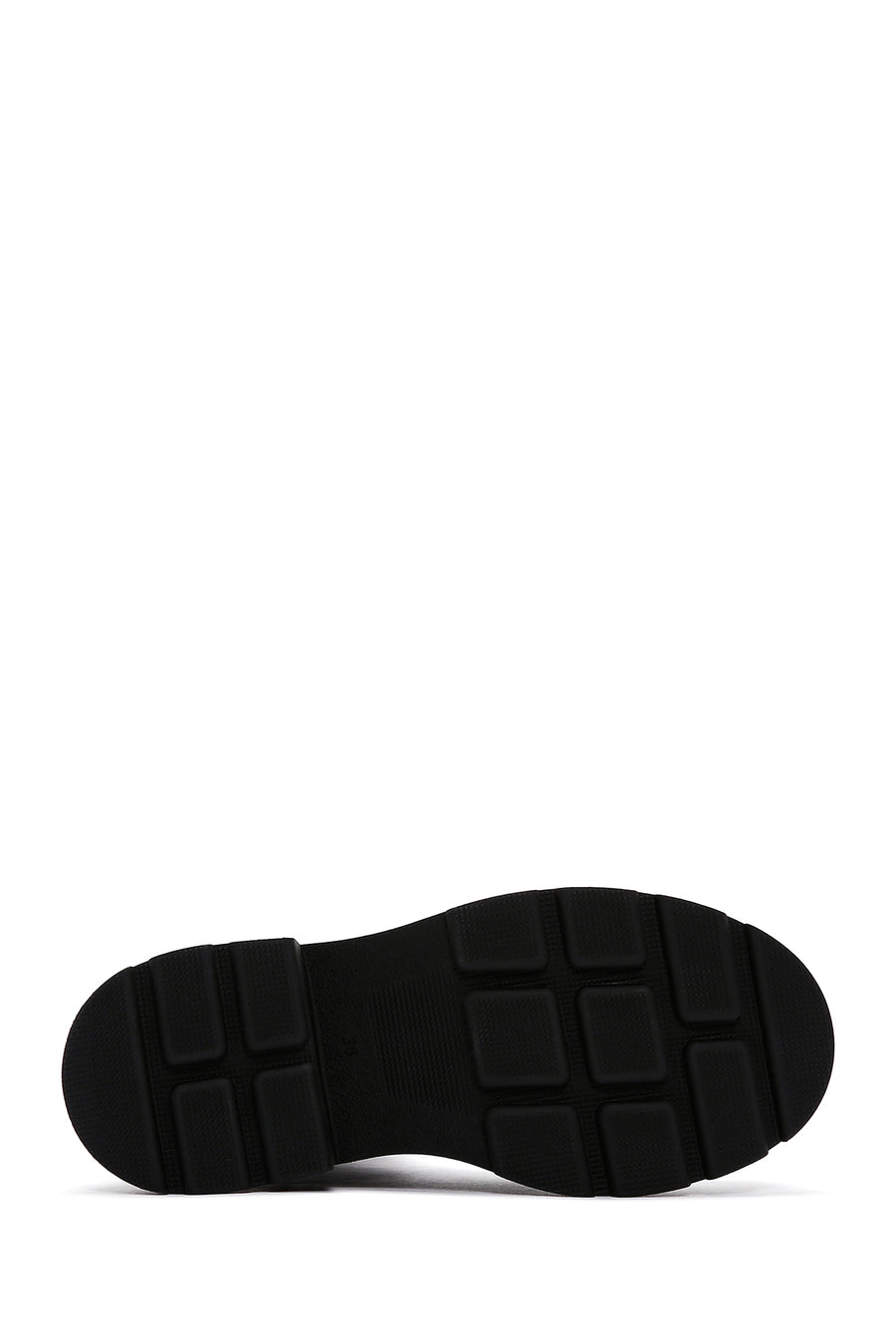 Women's Black Leather Zippered Thick Soled Boots