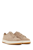 Male Beige Lace-Up Thick-Soled Suede Leather Sneaker | Derimod