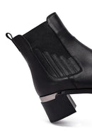 Women's Black Thick Heeled Leather Chelsea Boots | Derimod