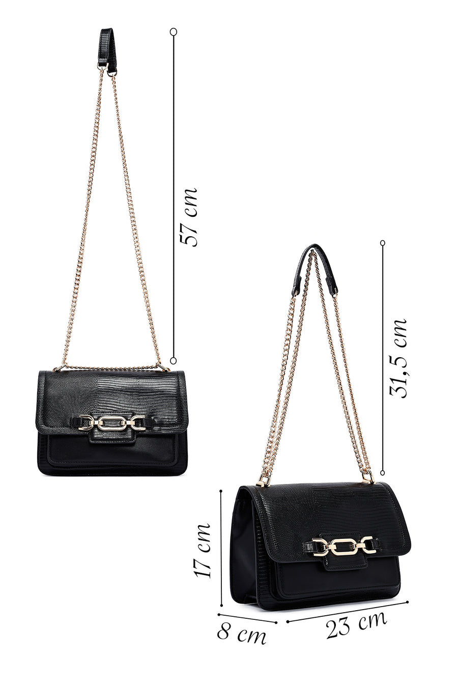 Women's Black Long Chain Strap Classic Shoulder Bag