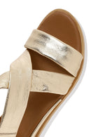 Women's Gold Thick Soled Leather Sandals | Derimod