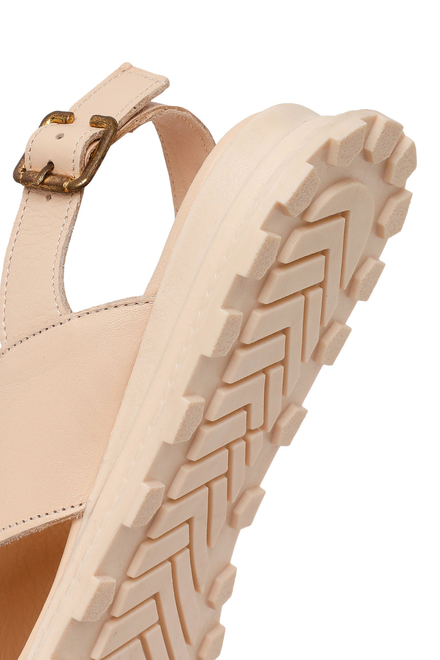 Woman Beige Buckled Leather Sandal
