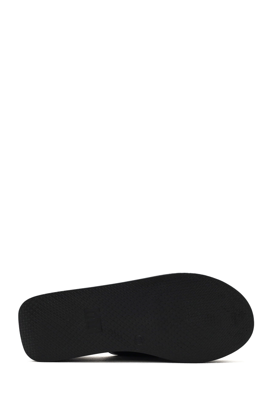 Women's Black Wedge Heeled Leather Slippers