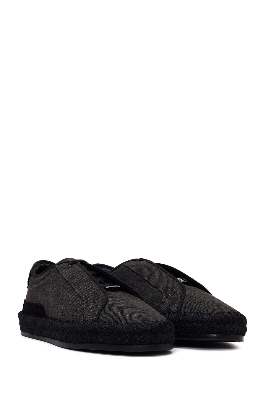 Male Black Lace-Up Thick-Soled Suede Espadrilles
