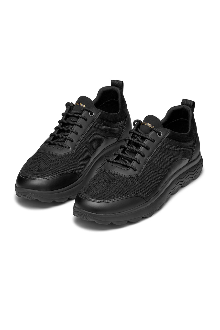 Geox Men's Black Spherica Lace-up Leather Sneaker