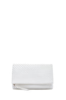 Women's White Long Chain Strap Braided Clutch Bag | Derimod